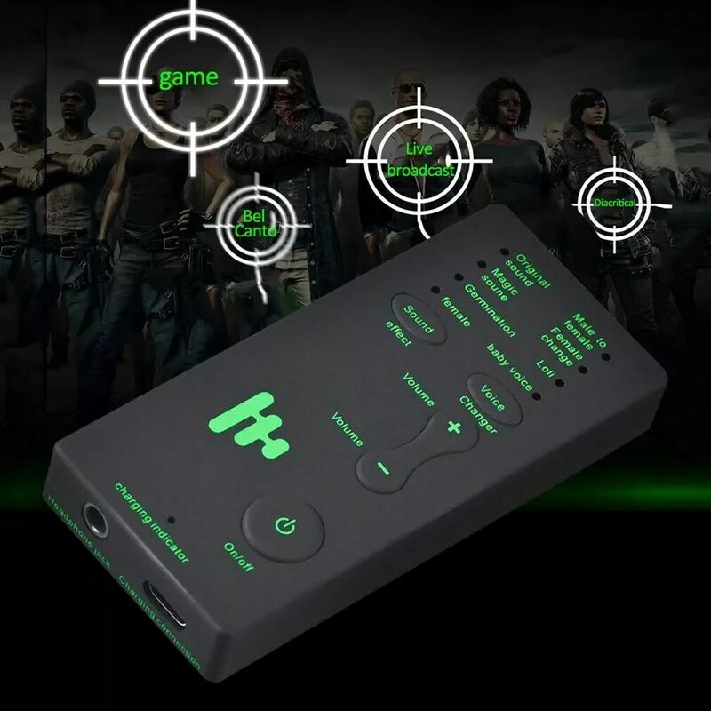 Mini Voice Changer Adapter 8 Voice Changeing Modes Microphone Disguiser Phone Microphone Voice Changer Adapter for PUBG MIC Game