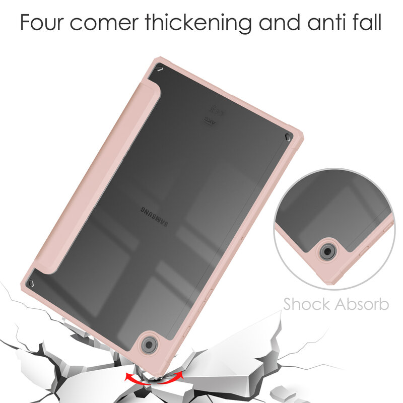 Funda plegable para tableta Samsung Galaxy Tab A8, cubierta trasera transparente con tapa, soporte SM-X200 X205, 10,5 pulgadas, Samsung Tab A8