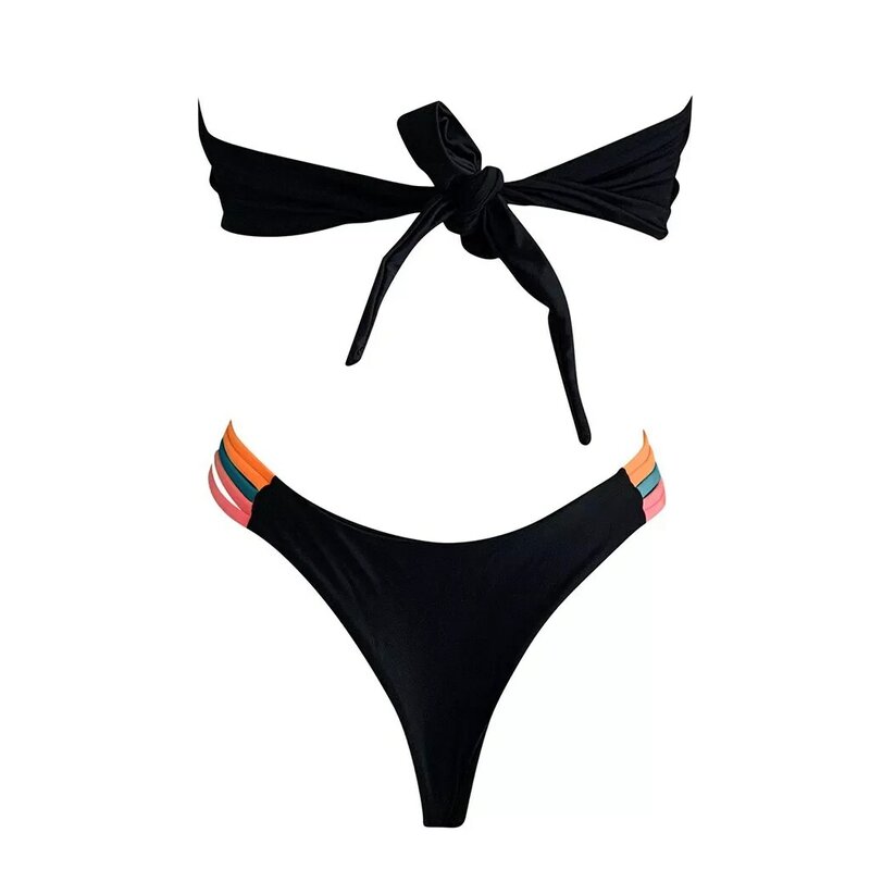 Bikini brasileño a rayas para mujer, traje de baño Sexy de 2 piezas, ropa de playa, verano, 2021