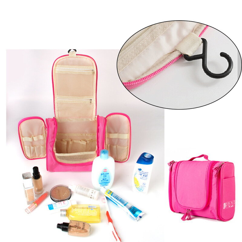 Make-Up Tas Vrouwen Haak Up Wassen Pouch Cosmetische Tassen Outdoor Reizen Toilettas Organisator Flamingo Print Handtas Rits Make Up Case