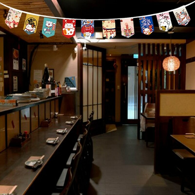 النمط الياباني محظوظ القط سلسلة معلقة العلم السوشي مطعم الكرتون الرايات لافتات Izakaya منزل حفلة عيد ميلاد ديكور
