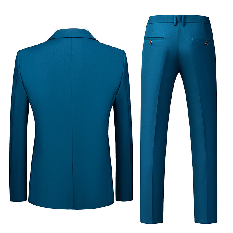 2022 Musim Semi Musim Gugur Mode Bisnis Pria Baru Kasual Setelan Warna Solid/Pria Dua Tombol Blazer Jaket Mantel Celana Panjang Celana
