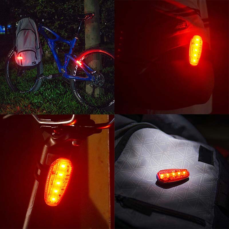 دراجة الضوء الخلفي USB شحن LED الطريق الدراجة الخلفية ضوء ليلة ركوب خوذة ظهره مصباح تحذير السلامة مع كليب 5 طرق