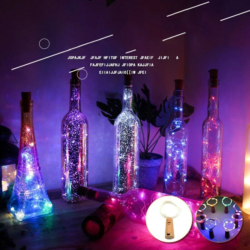 LED Lampu Botol Anggur dengan Tali Lampu Gabus dengan Tombol Baterai Lampu Peri Garland Natal Pesta Pernikahan Bar Dekorasi