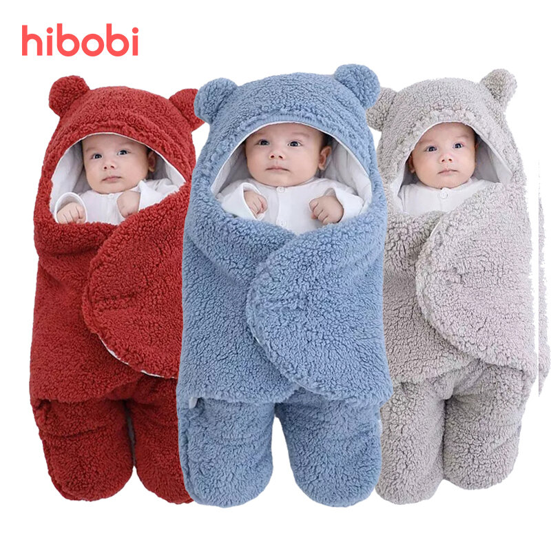 Зимние теплые спальные мешки hibobi для новорожденных, мягкие пеленки для младенцев, накидка на коляску, хлопковая накидка для младенцев 0-9 мес...