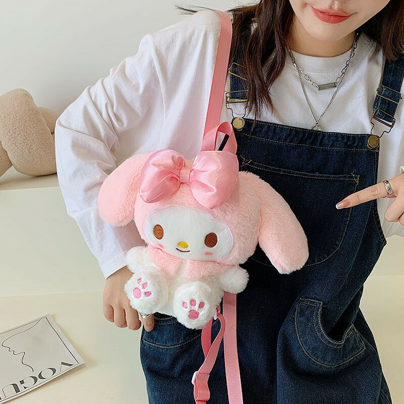 Kawaii Kuromi moja melodia Sanrioed pluszowa torba plecak Cartoon śliczne miękkie nadziewane Anime Plushie worek do przechowywania torby na ramię dziewczyny prezent