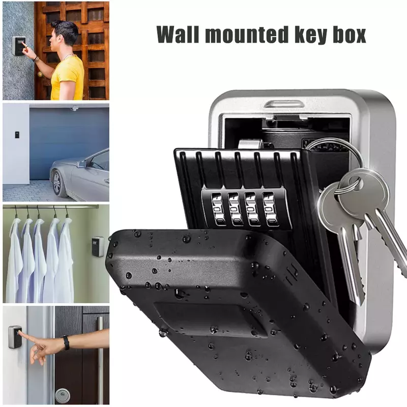 1 Exterior Outdoor Waterproof Hide Key Safe Lock Box Secure Box Keys Holder Combination for Home/House Use Key Storage Lock Box