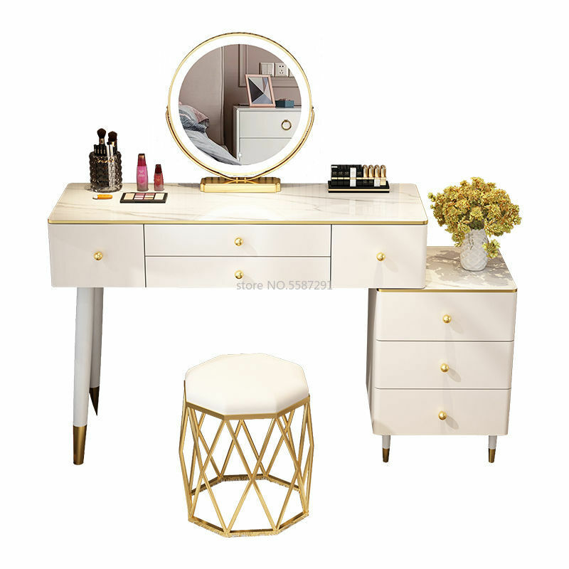 Table de maquillage nordique avec miroir, commodes en spanTable pour chambre à coucher, meubles de luxe légers