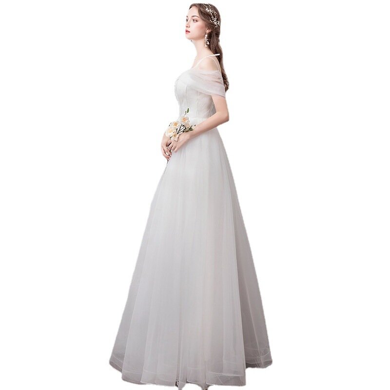 ETESANSFN Light Wedding Dress 2022 New Mor- Super Fairy Small Woman Sling Floors-Simple Sleeveless-Skirt
