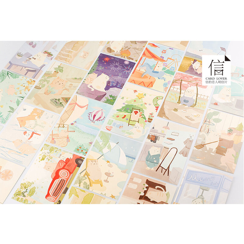 30 pz/pacco Più Stili Del Fumetto di Animali E Piante di Carta Set di Carte Cartolina Per Il Saluto Segnalibro Per Il Lettore di Cancelleria