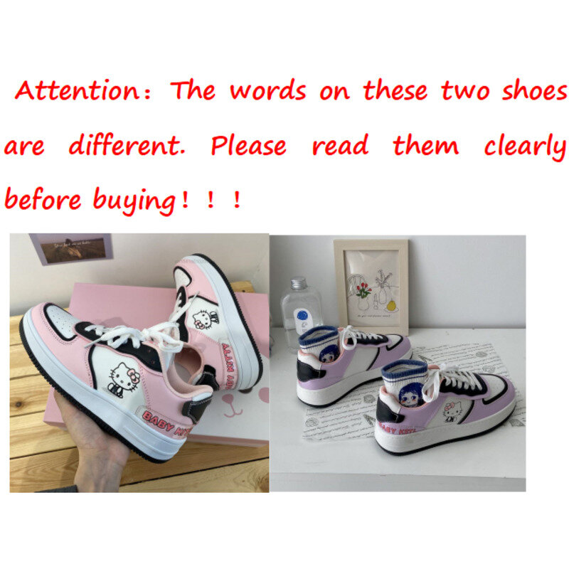 Sanrio-zapatos de Hello Kitty para mujer, zapatillas deportivas informales rosas Y2k, de fondo plano universitario, zapatos Harajuku que combinan con todo, zapatos estéticos Kawaii