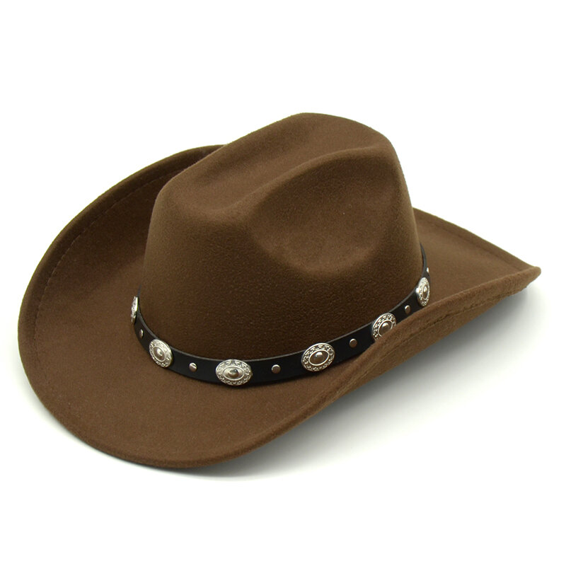 New 2023 Vintage Black Cowboy Hat For Men Women Wide Brim Western Cowboy Jazz Hat Church Sombrero Hombre Caps Cowgirl Panama Hat