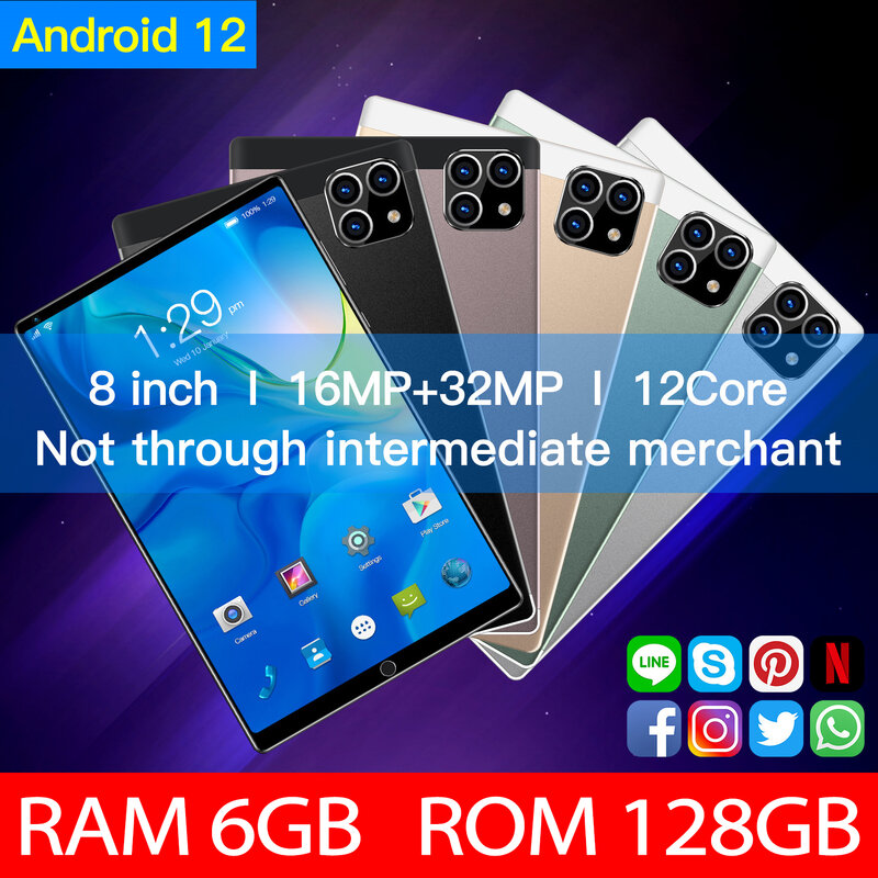 Tablette K10 5G 8.0 Inch Máy Tính Bảng RAM 6GB 128GB ROM Phiên Bản Toàn Cầu Mới Miếng Lót 32MP Camera 12 Core WIFI Google Play Gửi Bàn Phím
