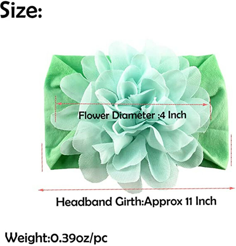 1 teile/los 10cm Große Chiffon Blumen mit Extra Breite Elastische Nylon Stirnband Kinder Headwrap Mode Headwear Zubehör Stirnband