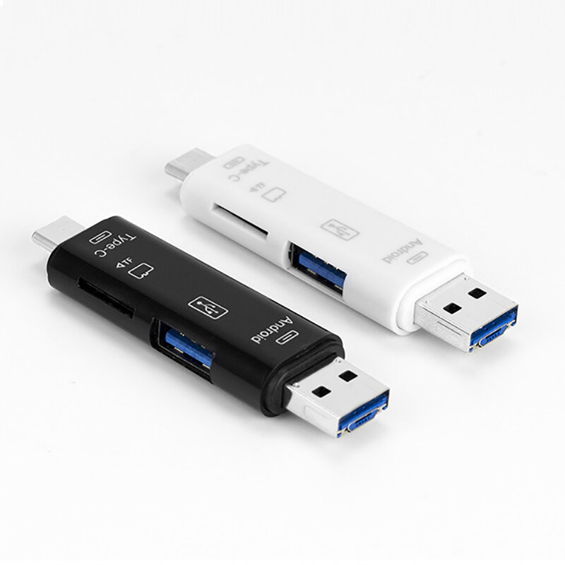 Ginsley Type C MicroUSB & USB 3 In 1 OTG Card Reader High-speed Universal OTG TF/USB for Android Computer Extension Headers