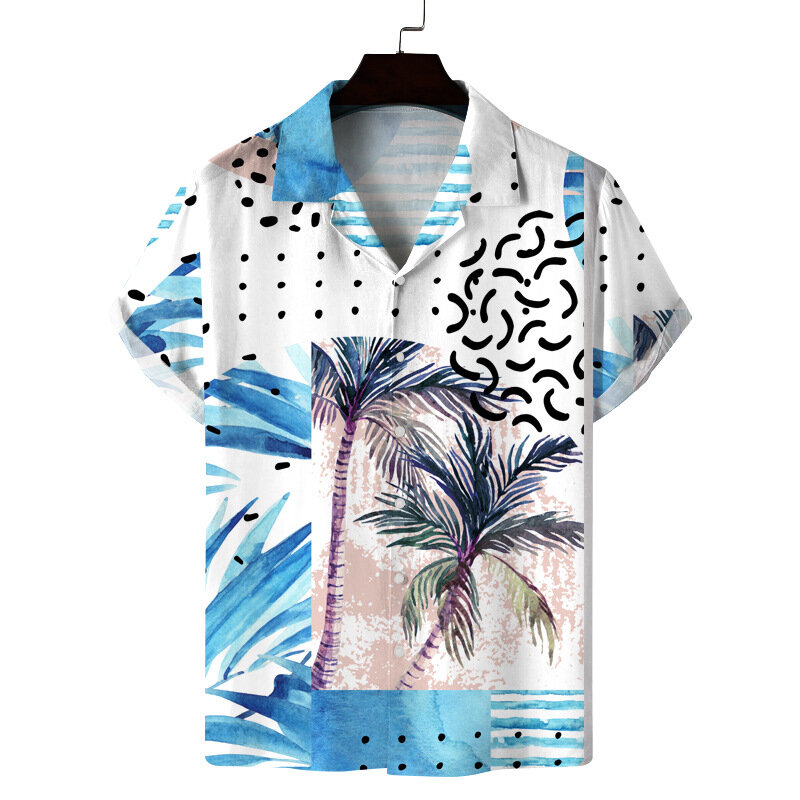 Chemise d'été hawaïenne pour hommes, décontractée, à boutons en 3d, ample, à manches courtes, imprimée, surdimensionnée, pour la plage