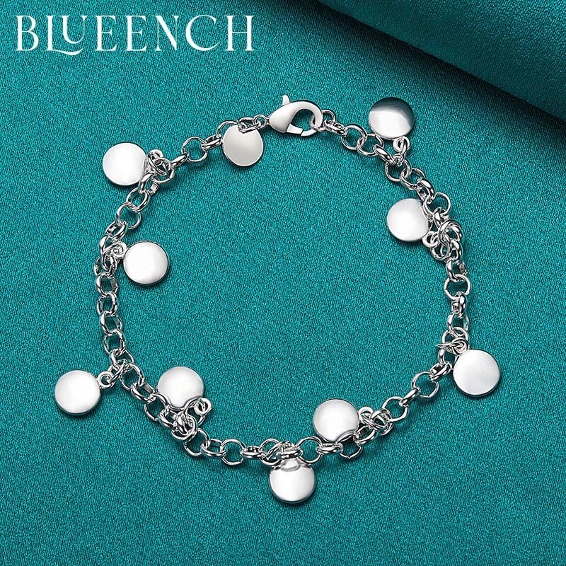 Blueench 925 prata esterlina redonda beanie pingente charme pulseira para correspondência diário moda personalidade jóias