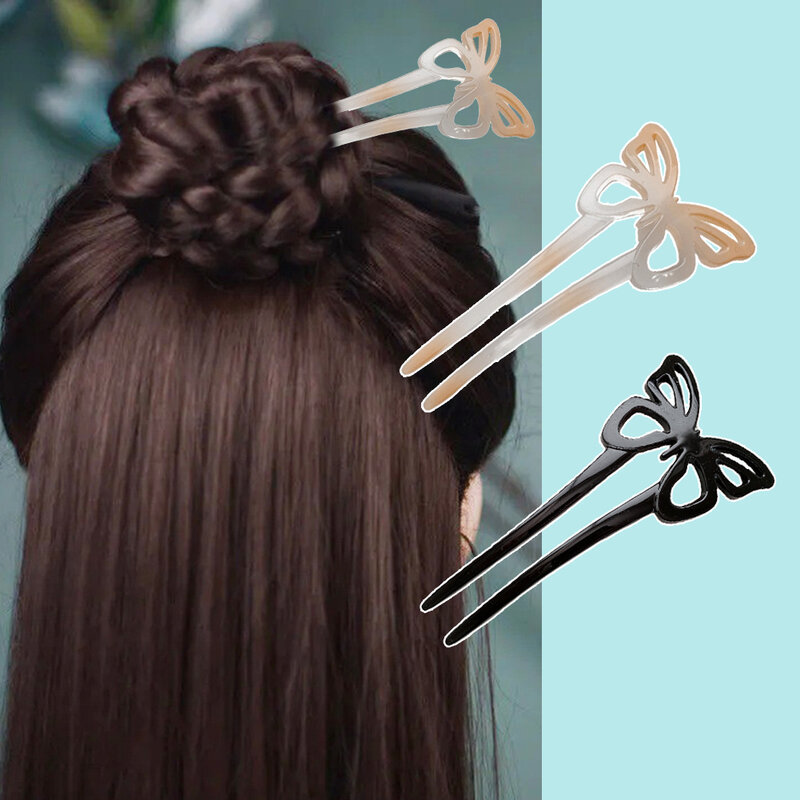Acetate Hairpins Vintage Hair Sticks Butterfly Hair Sticks Chinese Hair Chopsticks for Women Fashion Jewelry Accessories