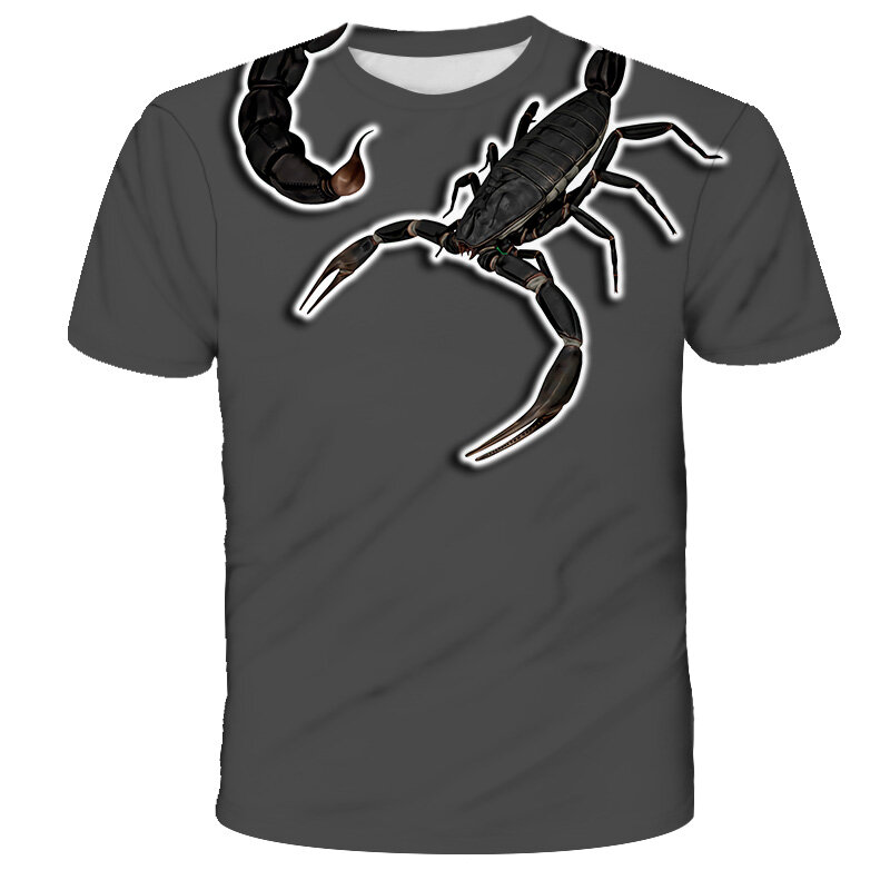 Camiseta gráfico de escorpião para crianças 3d impressão fantasma escorpião t camisa padrão superior meninos inseto venenoso camiseta hip hop topos
