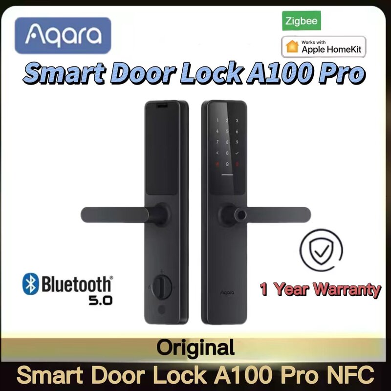 Aqara-cerradura de puerta inteligente A100 Pro Zigbee, Bluetooth 5,0, desbloqueo de huella dactilar, funciona con Apple Homekit Aqara Home