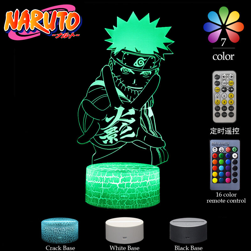 NARUTO-ナルト-うちはサスケ3D LEDデスクランプ,常夜灯,USBモデル,子供の誕生日プレゼント