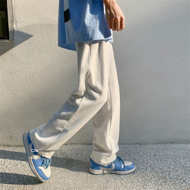 Pantaloni della tuta Casual pantaloni da uomo pantaloni elastici in vita larghi dritti alla moda coreana Oversize allentati Hip Hop Streetwear