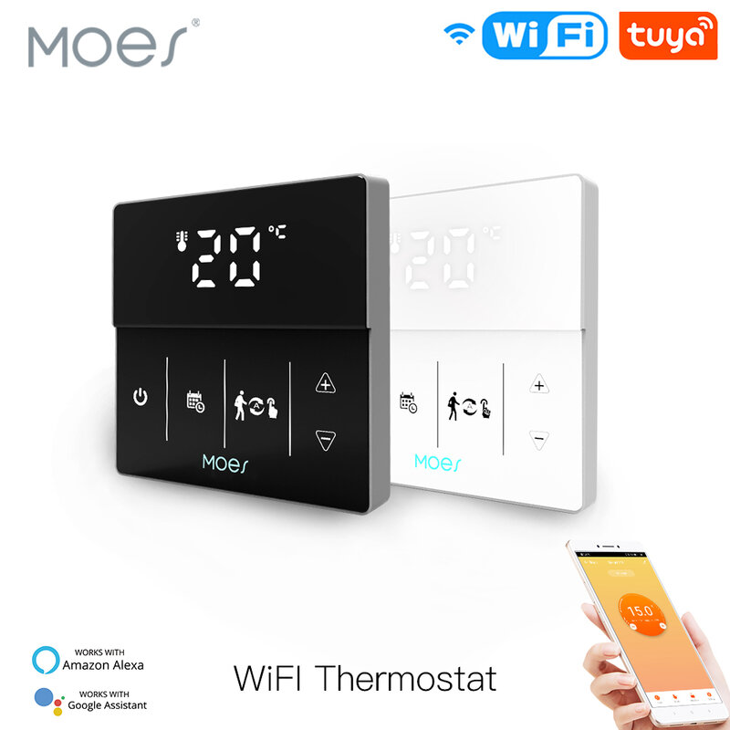 Moes-termostato inteligente WiFi para caldera de Gas, controlador de calefacción eléctrica de suelo, Color ajustable, Control por aplicación inteligente Tuya