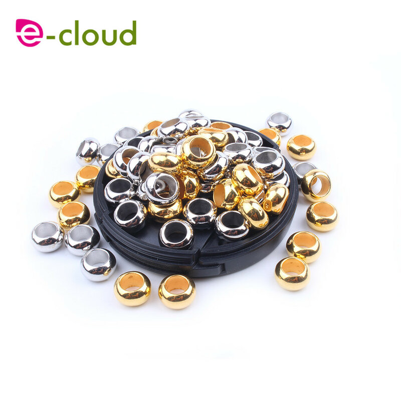 Electroplate Hair Cuff Braids 10mm 50Pcs 100Pcs gold silver Dreadlock Rings Hair Beads For Braids For Girls DIY hair accessory