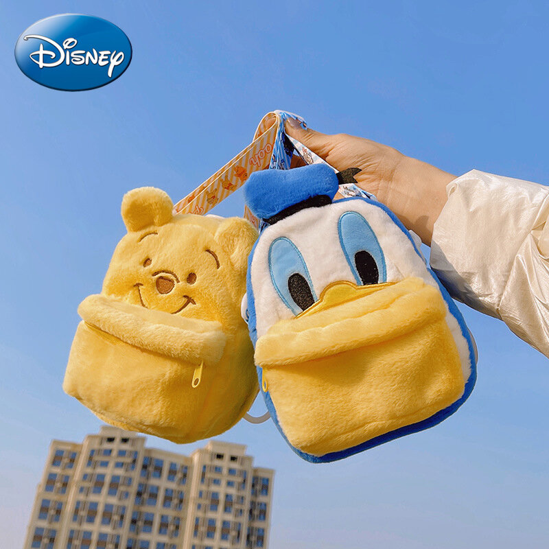 Disney Winnie The Pooh การ์ตูนกระเป๋าเป้สะพายหลัง Plush Mini น่ารักผู้หญิง Plush หนึ่งไหล่กระเป๋า Messenger อเนกประสงค์เด...