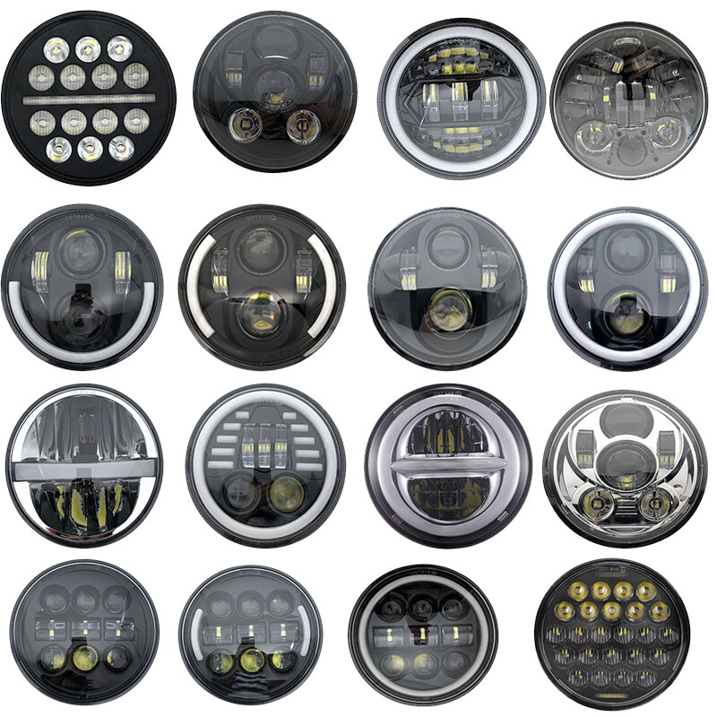 5.75 "بوصة الأسود LED العلوي العارض خاتم على شكل هالة عالية منخفضة كشافات ل Dyna سبورتر XL 1200 883 5-3/4" LED موتو كشافات
