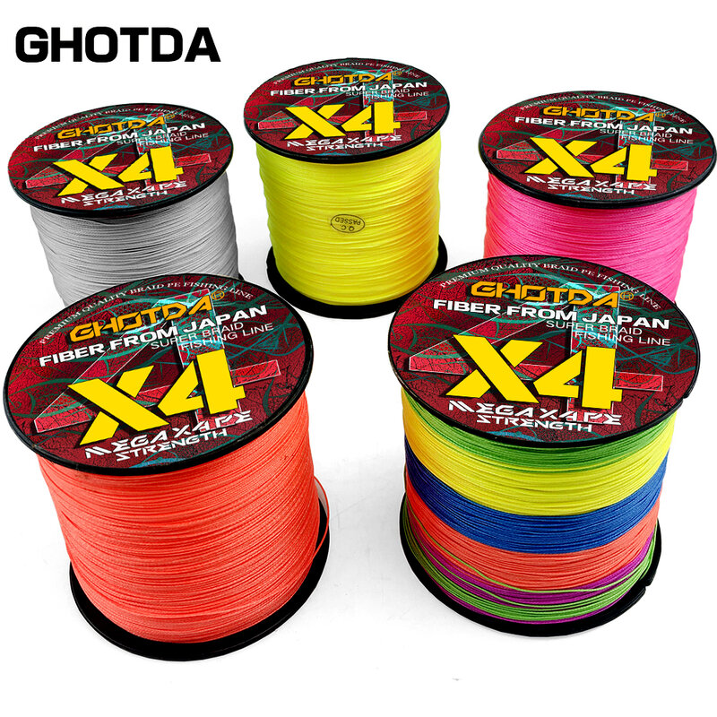 Ghotda-Hilo de pescar japonés Extreme PE Spinning X4 Multicolor, multifilamento, 4 hebras, 1000M
