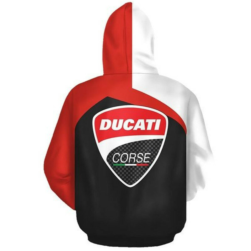Nova impressão digital dos homens 3d logotipo da motocicleta ducati hoodie moda harajuku moletom marca masculina de alta qualidade