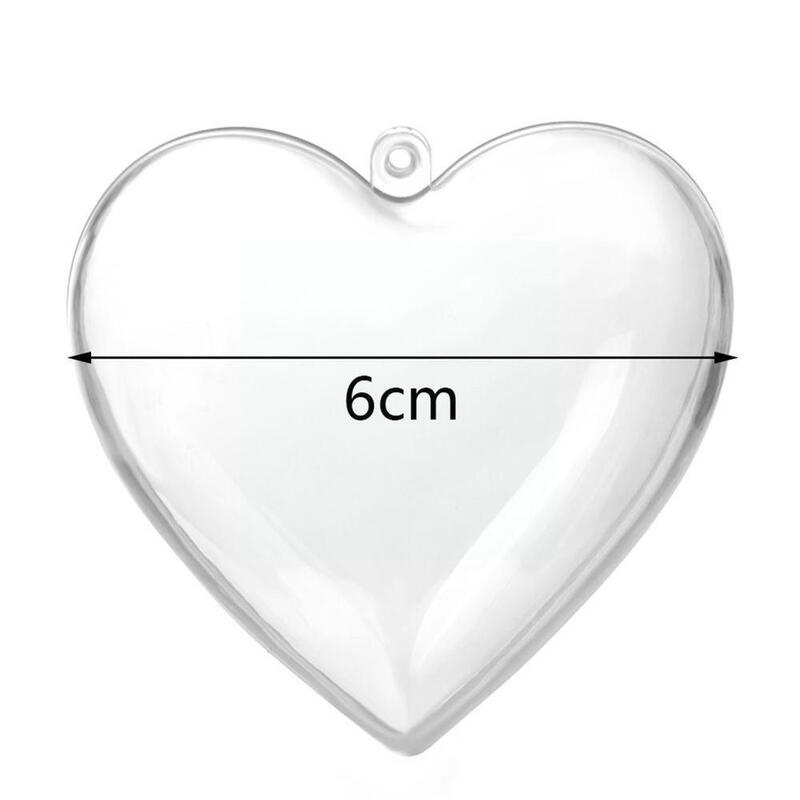 Bola de plástico transparente con forma de corazón para decoración navideña, 5 piezas, K7P2