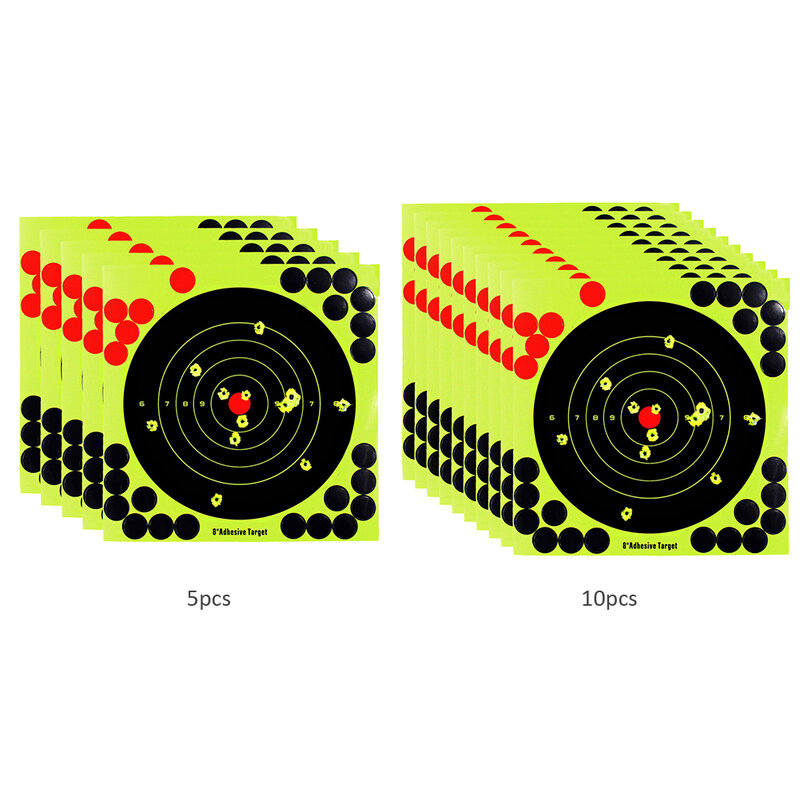 5/10pcs 8-inch Adhesive Shooting Target Stickers Bright Color High Visibility Impact Glow Target Shooting Accessories