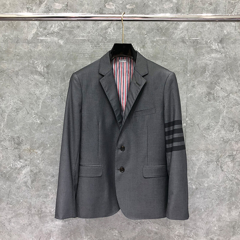 TB THOM-Chaqueta Formal para hombre, traje informal británico, abrigo de lana a rayas negras de una sola botonadura, alta calidad, Primavera
