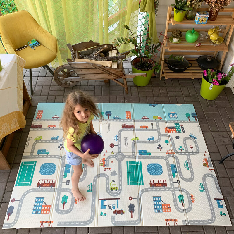 Miamumi składana podłoga mata do zabawy dla dzieci Kid Playmat Crawling Carpet dzieci maluch Thermal Rug Pad do grania pianka zabawka edukacyjna prezent