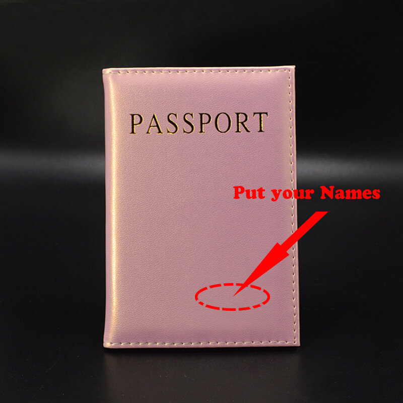 女性と女の子のためのパーソナライズされたパスポートカバー,名前付きのピンクのトラベルカバー,招待状,結婚式