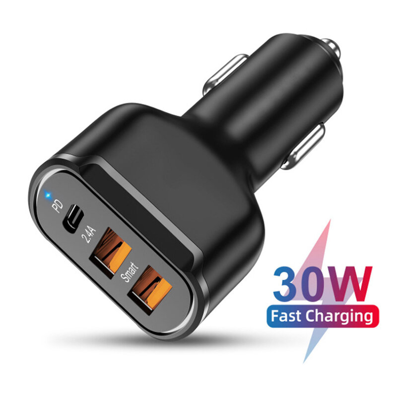 Dual USB Car Charger Adapter 18W Type C PD Fast Charging for Mobile Phone Iphone Samsung Huawei Galaxy Xiaomi
