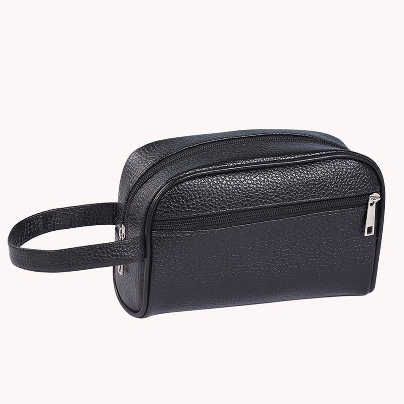 Fashion PU Leather Wristlet Bag Solid Color Phone Wristlet Bag Casual Toiletry Bag Small Purse for Men Women