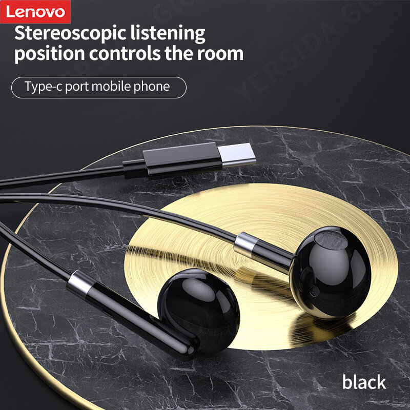 Lenovo XS11S 3.5mm type-c słuchawki przewodowe słuchawki douszne Stereo muzyka słuchawki Smart Phone słuchawki douszne z mikrofonem