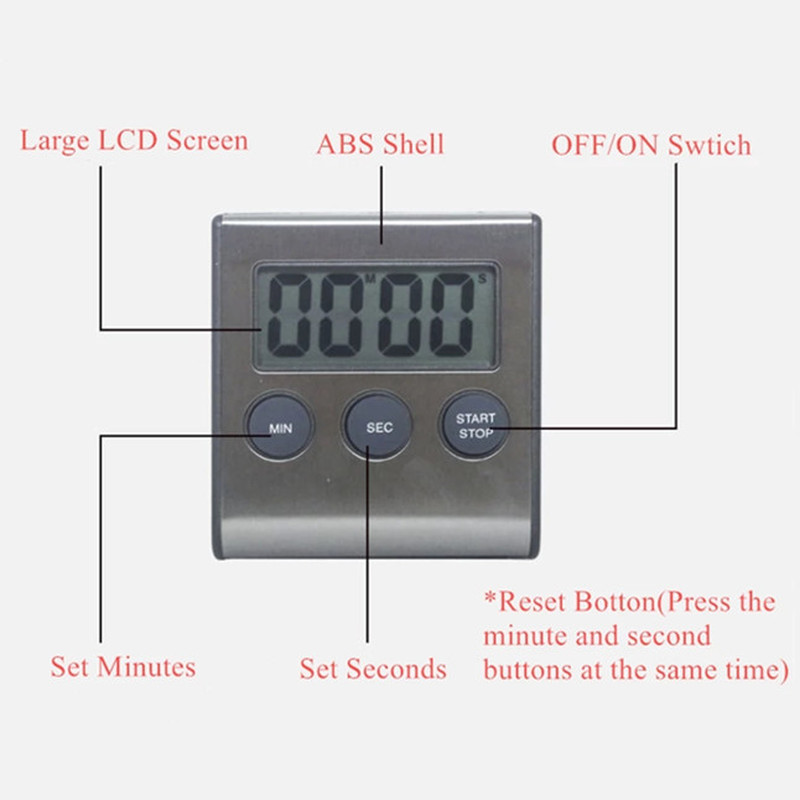 Digital Kitchen Timer Magnetic Digital Chronometer LCD Screen Digital Magnet Alarm Clock Cooking Count Up Countdown Stopwatch