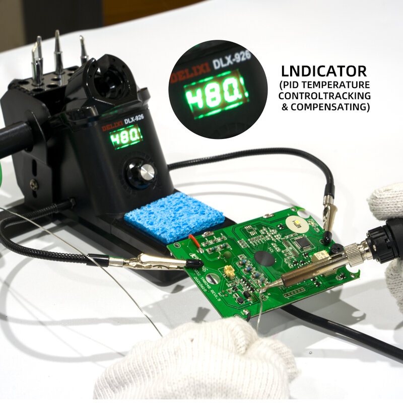 DELIXI 60w LED 디지털 납땜 역 전기 철 팁 전화 PCB IC SMD BGA 재 작업 용접 도구와 가변 온도
