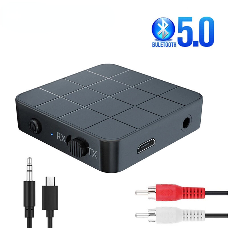 Pemancar Penerima Audio Bluetooth 5.0 AUX RCA 3.5 3.5MM Jack Stereo Musik Adaptor Nirkabel USB Dongle untuk Headphone TV PC Mobil