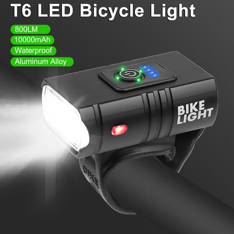 自転車ヘッドライト,USB付きT6 LEDマウンテンバイクライト,800ルーメン,充電式