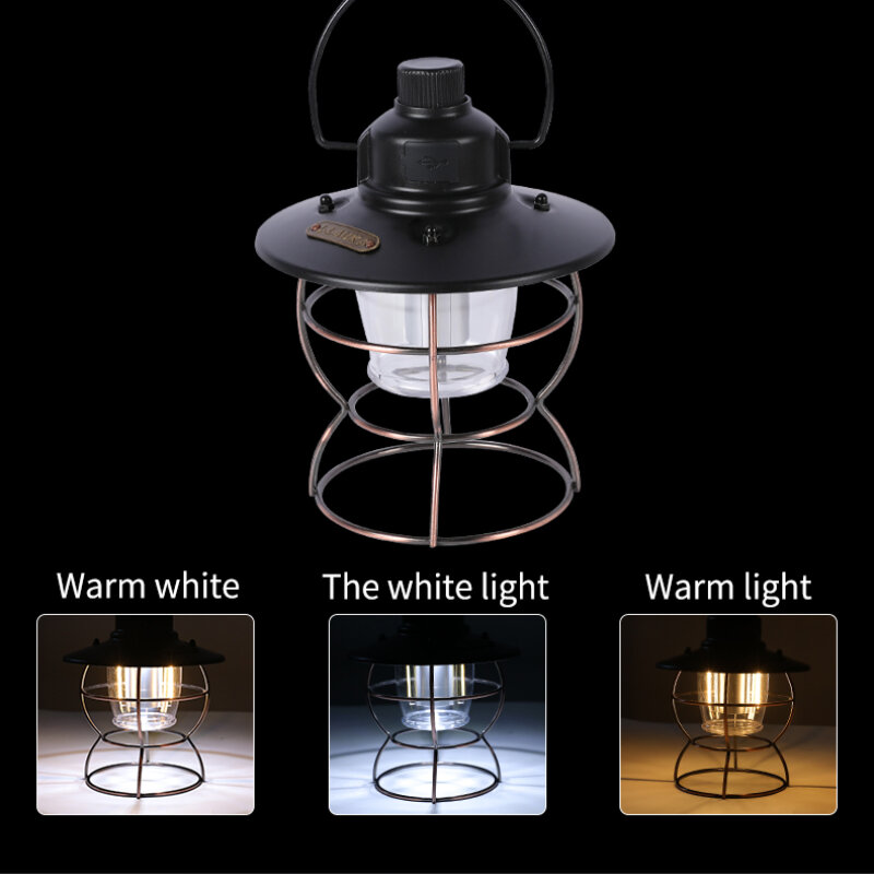 Lanterne Portable rétro 2700-6000K, température de couleur, lampe de poche Rechargeable par USB, 4 heures d'autonomie, batterie externe