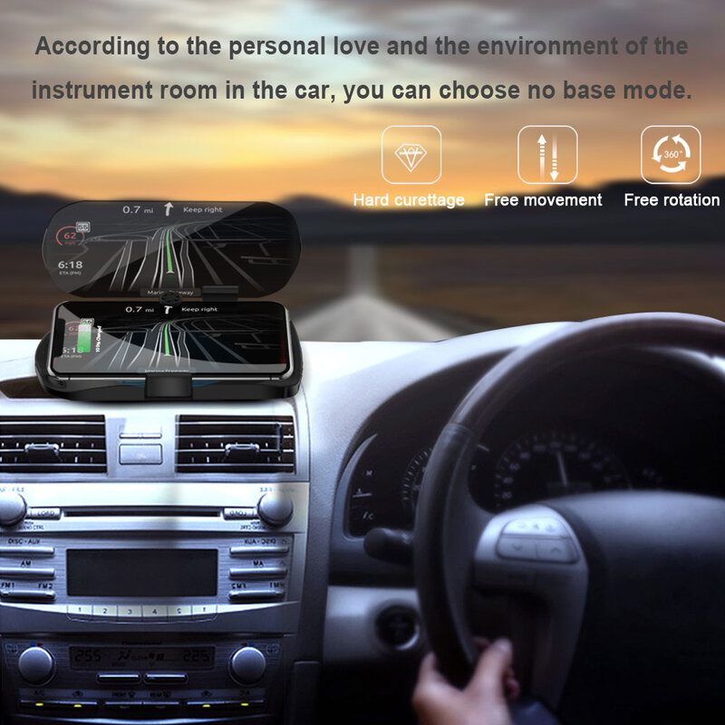 HUD – chargeur sans fil pour téléphone portable, avec affichage tête haute, Navigation GPS, projecteur de vitesse pour voiture