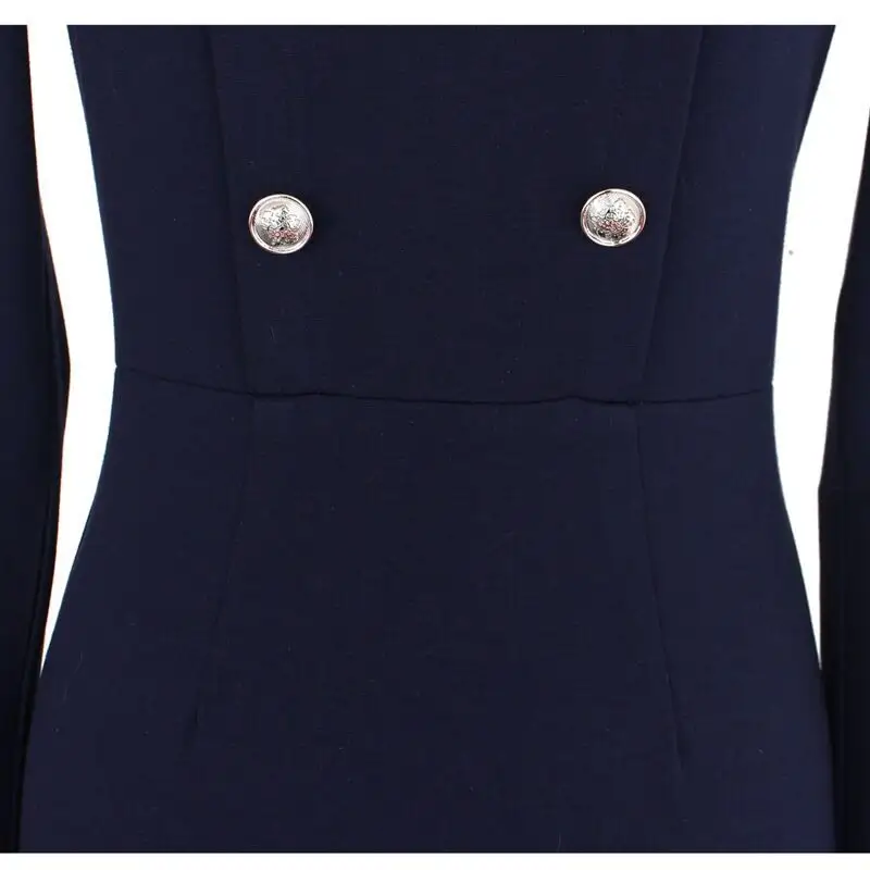 2023 moda z długim rękawem królewski niebieski jednolity kolor wieczorowe przedsionki seksowna z wiązaniami guziki zimowe kobiety eleganckie sukienki imprezowe