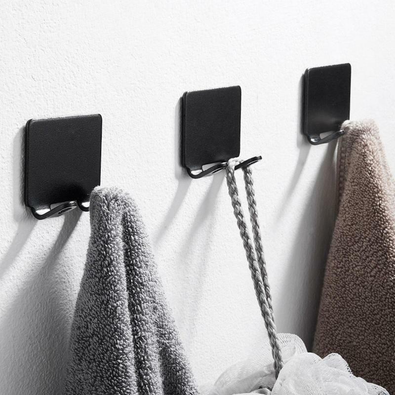 Shower Shaver Holder Waterproof No Punching Shower Wall Hooks Space Aluminum Self Adhesive Shower Towel Hook For Coat Storage