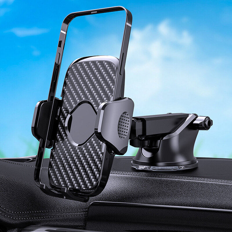 Car Phone Holder Stable Rotatable Mount Cell Phone Stand Device Support Carbon Fiber Surface For 4.0-6 Inch Smartphones