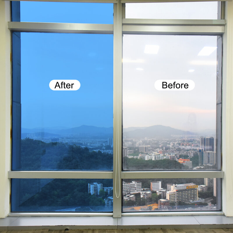 Uxcell Film jendela, kaca penghalang matahari, kontrol panas perekat diri warna jendela biru, 6.6x1.97ft untuk rumah kantor